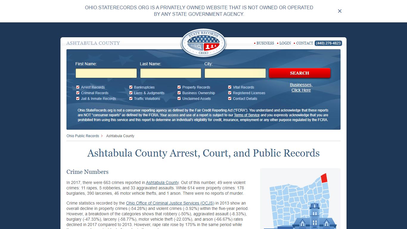 Ashtabula County Arrest, Court, and Public Records